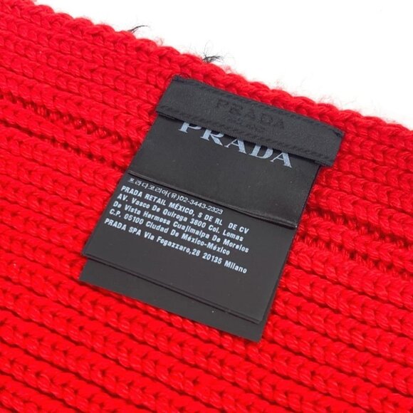 PRADA Bicolor fur Scarf wool / cotton Black/Red - Picture 8 of 9